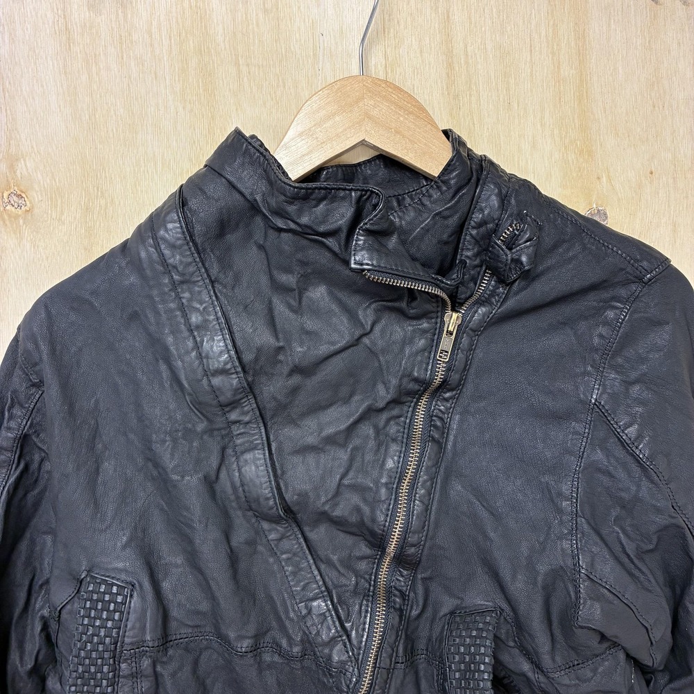 Vintage‎ Faux Leather Jacket Womens Small Black Biker Asymmetrical Full Zip Moto - Picture 4 of 8